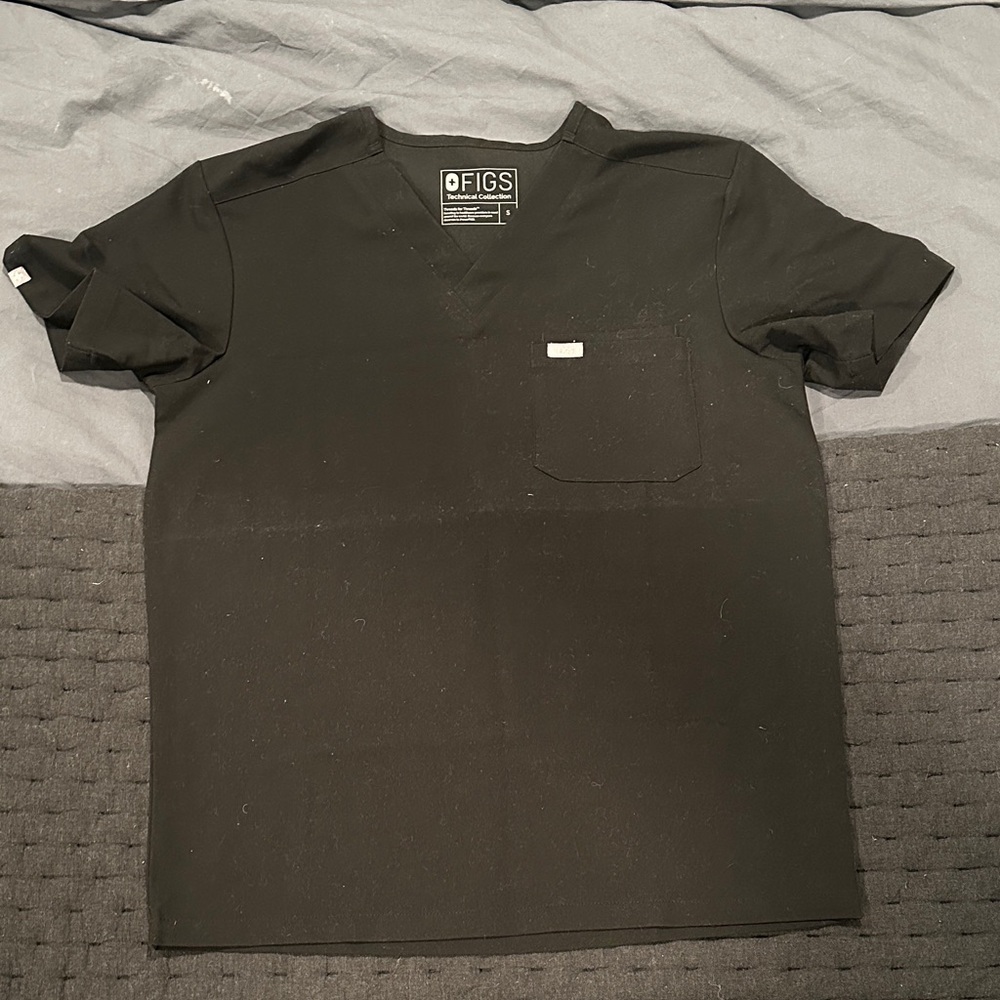 Figs Men's Black Short Sleeve Scrub Tee